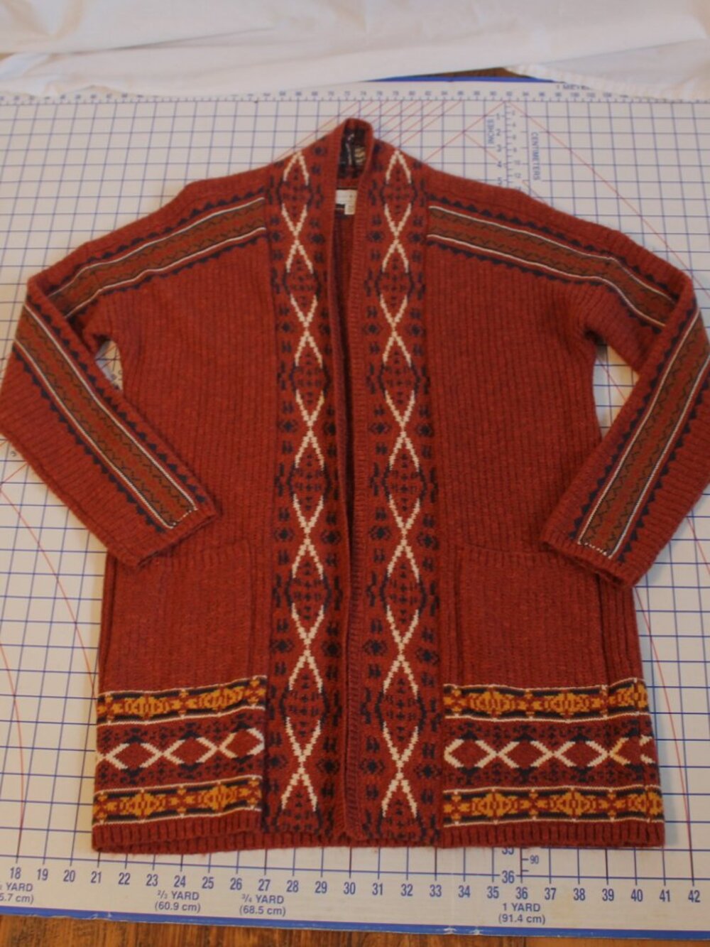 Lucky Brand Tribal Open Cardigan Duster, Medium